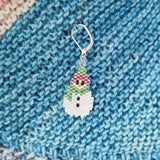 Pale Green Snowman Beaded Stitch Marker