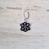Black and Silver Snowflake Beaded Stitch Marker